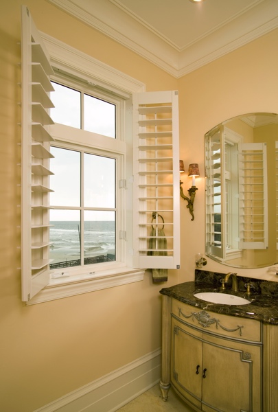 White shutters in Charlotte coastal home